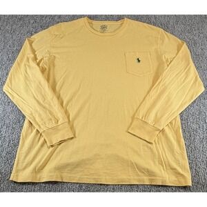 Polo Ralph Lauren Mens Large Long Sleeve Tee Shirt Yellow Pocket Pony EUC